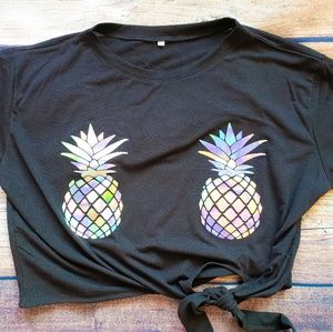 Holographic Pineapple Crop Top Pineapple Shirt
